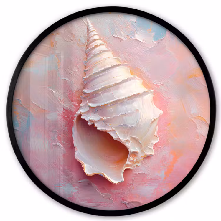 Schelp - Pastel - Pink Fotolijst rond zonder passe partout klein -3d