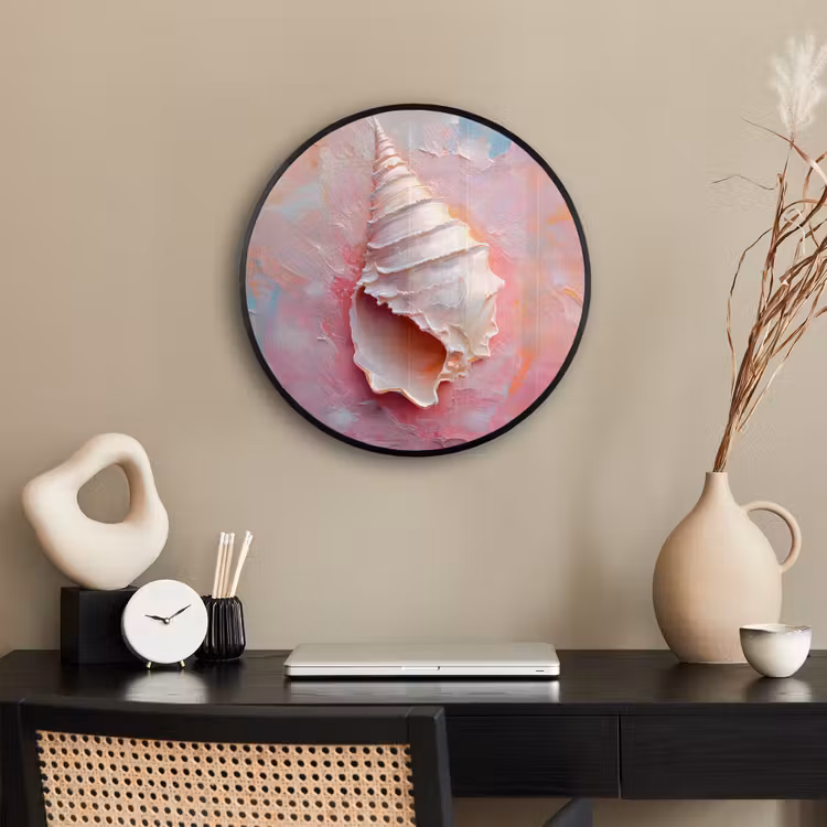 Schelp - Pastel - Pink Fotolijst rond zonder passe partout klein -sfeer1