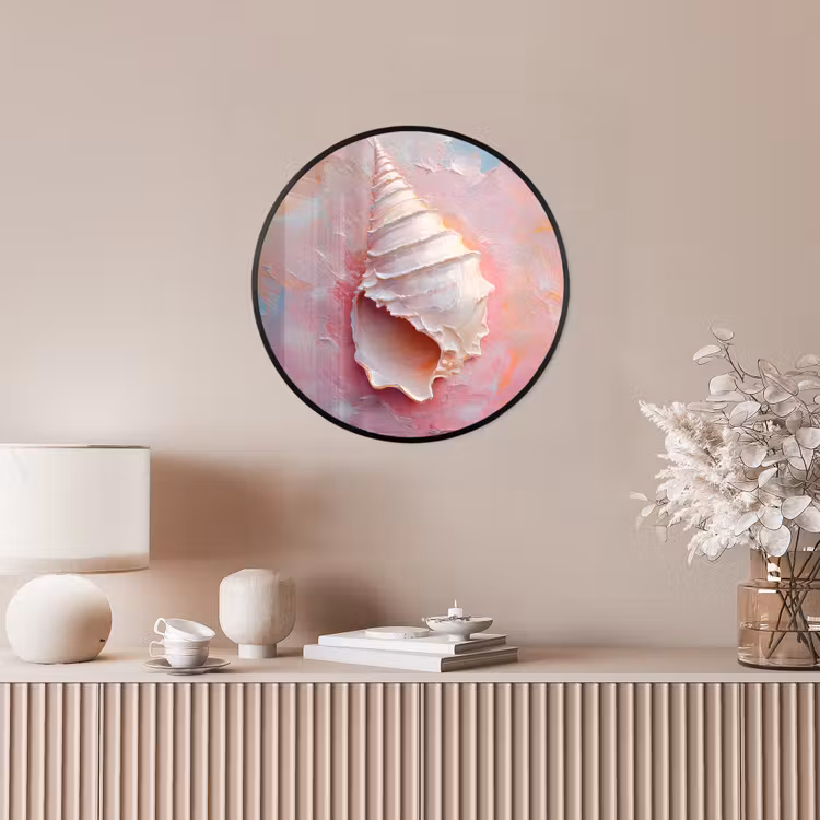 Schelp - Pastel - Pink Fotolijst rond zonder passe partout klein -sfeer3