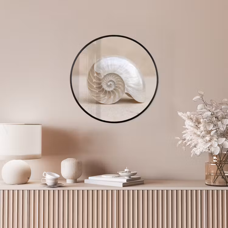 Schelp - Spiraal - Beige Fotolijst rond zonder passe partout klein -sfeer3