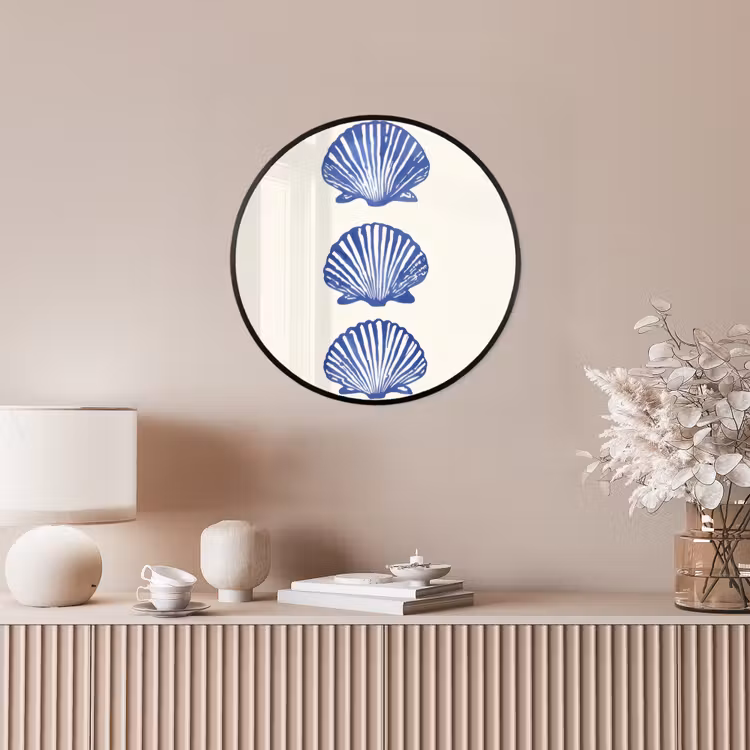 Schelpen - Blauw - Patroon Fotolijst rond zonder passe partout klein -sfeer3