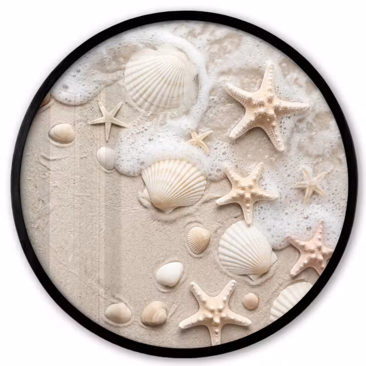 Schelpen - Zeesterren - Strand Fotolijst rond zonder passe partout klein -3d