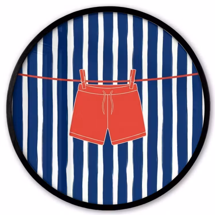 Shorts - Waslijn - Zomer - Illustratie - Rood Fotolijst rond zonder passe partout klein -3d