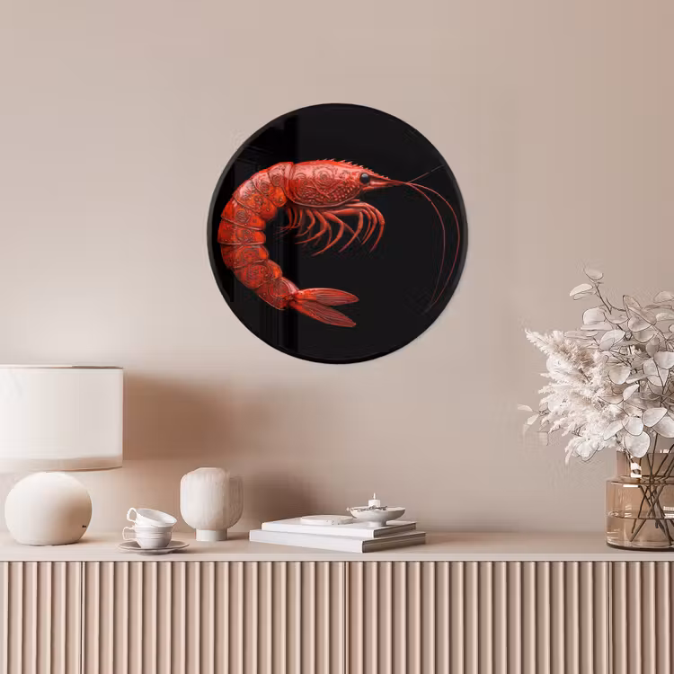 Garnaal - Rood - Dieren Fotolijst rond zonder passe partout klein -sfeer3
