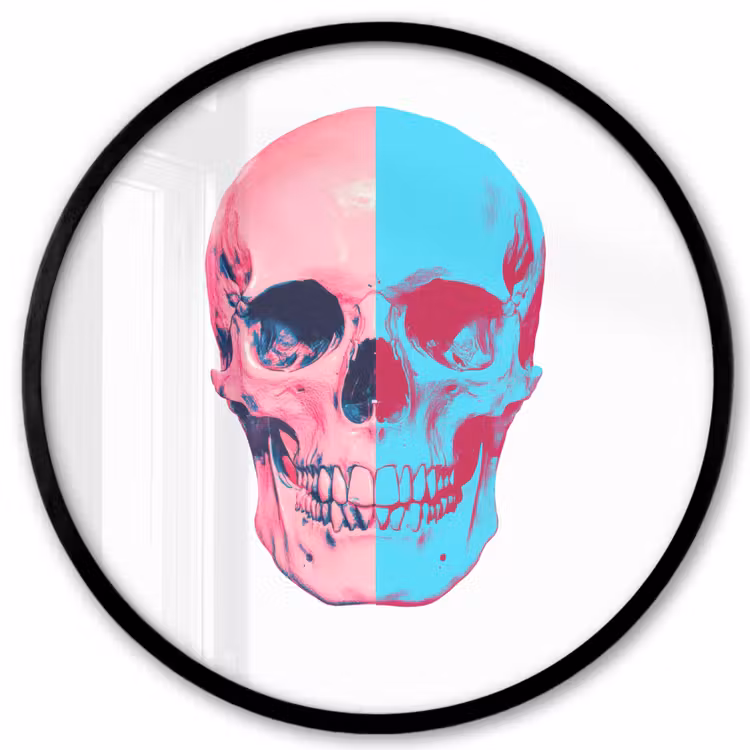 Schedel - Grafisch - Roze - Verdeeld Fotolijst rond zonder passe partout klein -3d