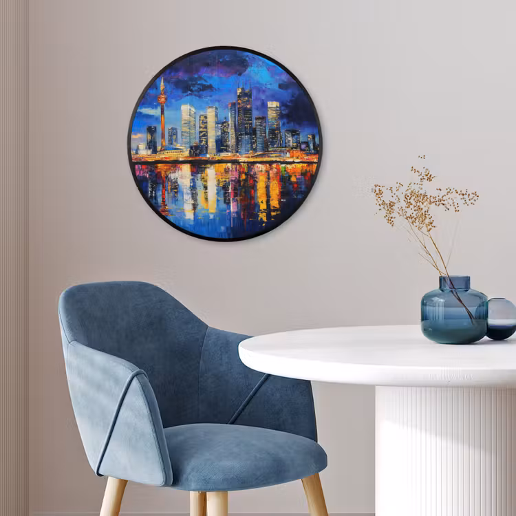 Skyline Toronto - Modern - Stadslicht - Blauw Fotolijst rond zonder passe partout klein -sfeer2