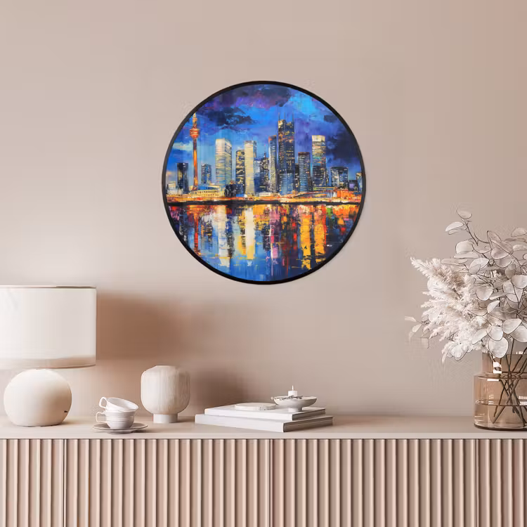 Skyline Toronto - Modern - Stadslicht - Blauw Fotolijst rond zonder passe partout klein -sfeer3