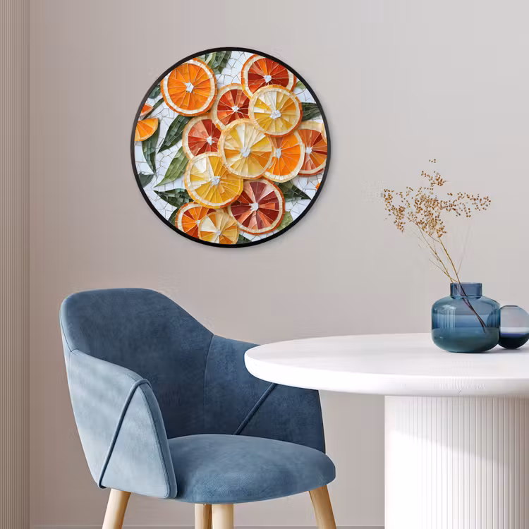 Schijfjes - Fruit - Oranje - Mozaïek Fotolijst rond zonder passe partout klein -sfeer2