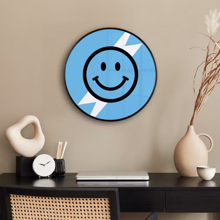 Smiley - Blauw - Bliksem Fotolijst rond zonder passe partout klein -sfeer1