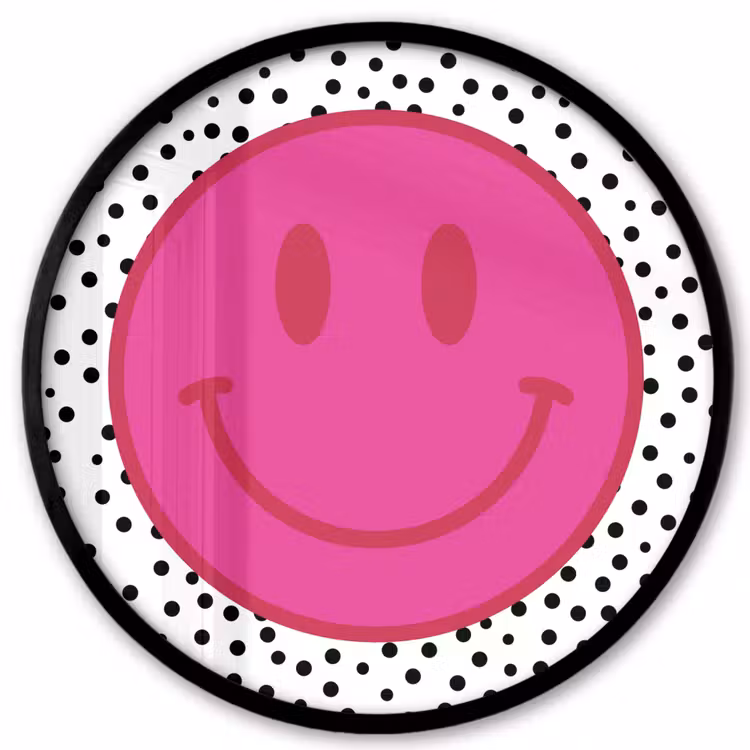 Smiley - Roze - Stippen Fotolijst rond zonder passe partout klein -3d