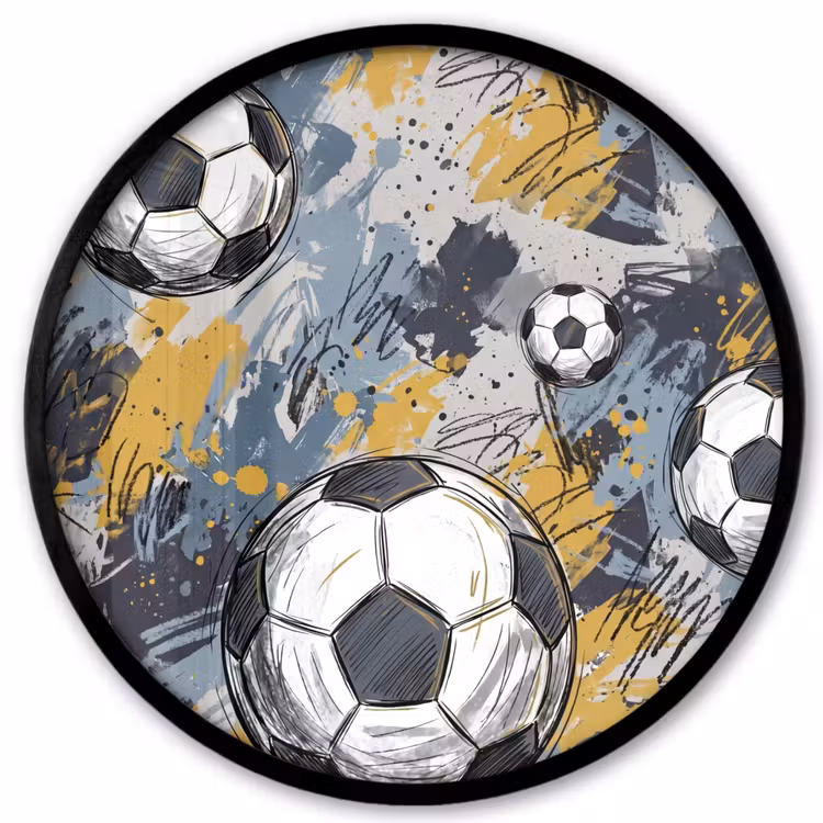 Voetbal - Abstract - Sport - Kleurrijk Fotolijst rond zonder passe partout klein -3d