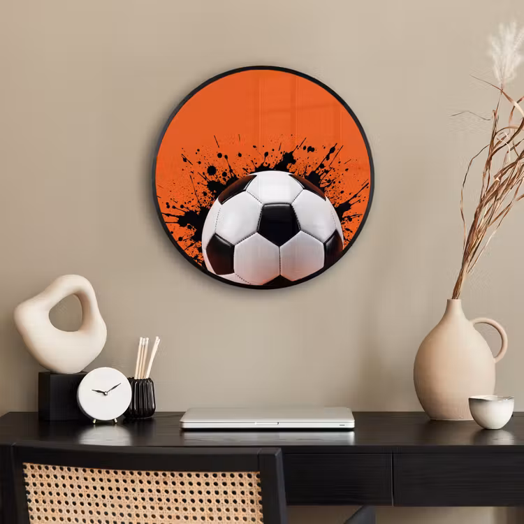 Voetbal - Verf - Sport - Oranje Fotolijst rond zonder passe partout klein -sfeer1