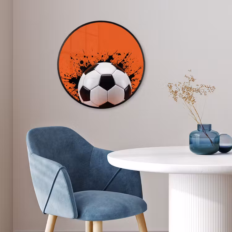 Voetbal - Verf - Sport - Oranje Fotolijst rond zonder passe partout klein -sfeer2