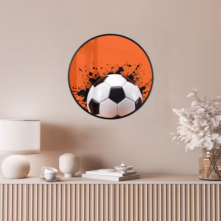 Voetbal - Verf - Sport - Oranje Fotolijst rond zonder passe partout klein -sfeer3