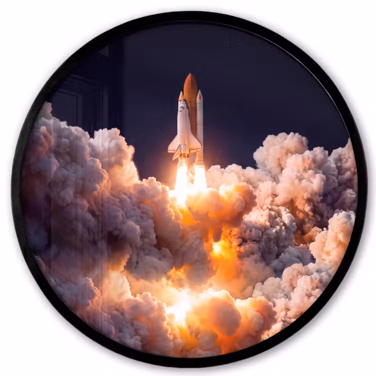 Photo Frame Round - Spacecraft - Launch - Stars - Ruimtevaartuig - Lancering - Sterren Fotolijst rond zonder passe partout klein