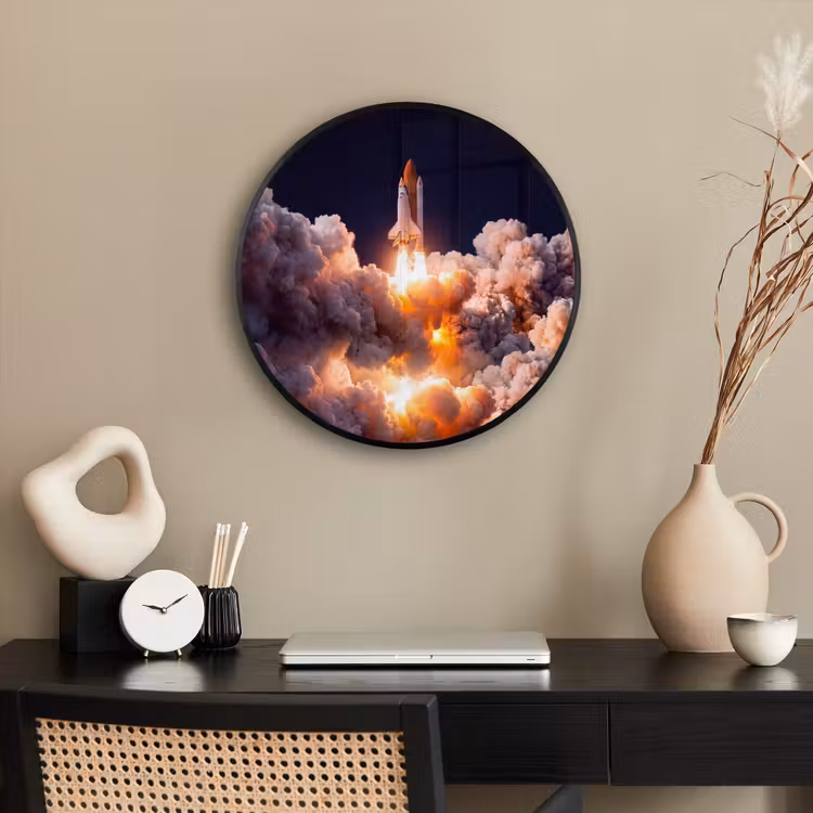 Photo Frame Round - Spacecraft - Launch - Stars - Ruimtevaartuig - Lancering - Sterren Fotolijst rond zonder passe partout klein