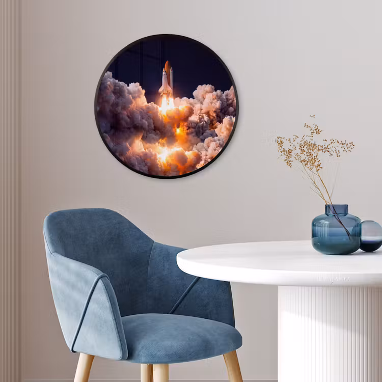 Photo Frame Round - Spacecraft - Launch - Stars - Ruimtevaartuig - Lancering - Sterren Fotolijst rond zonder passe partout klein