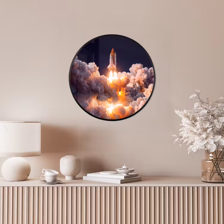 Photo Frame Round - Spacecraft - Launch - Stars - Ruimtevaartuig - Lancering - Sterren Fotolijst rond zonder passe partout klein