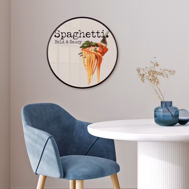 Spaghetti - tomatensaus - Parmezaanse kaas Fotolijst rond zonder passe partout klein -sfeer2
