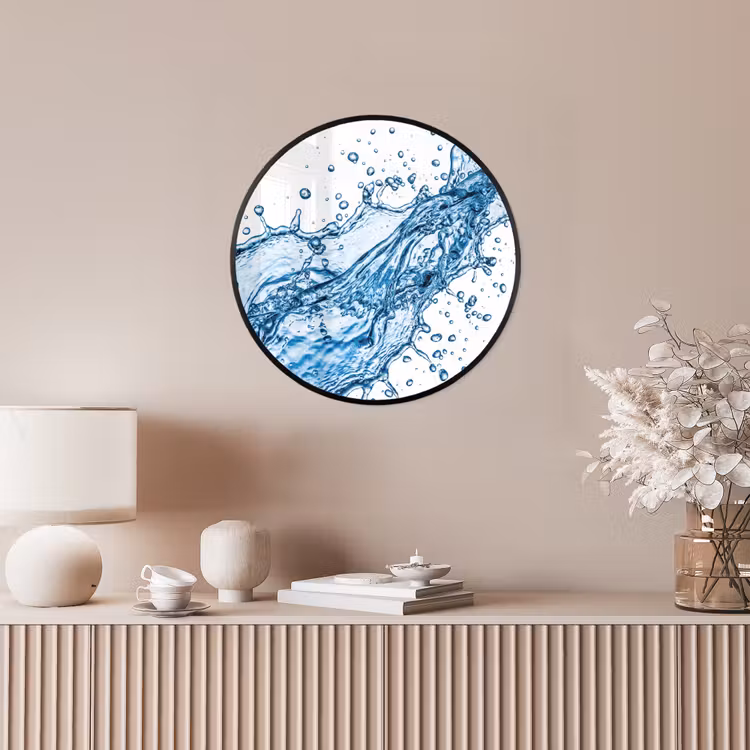 Spash - Water - Blauw Fotolijst rond zonder passe partout klein -sfeer3