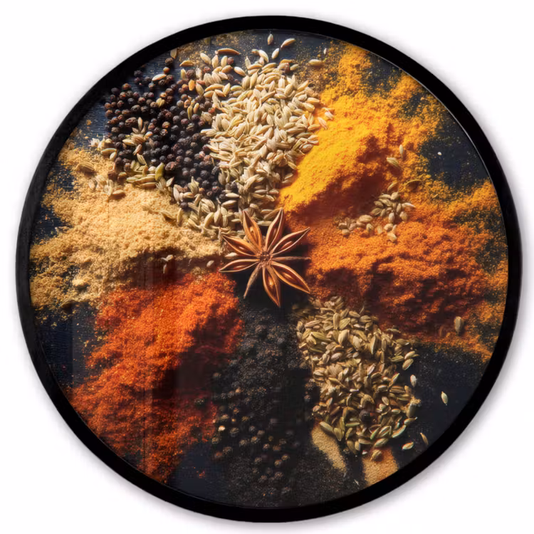 Specerijen - Explosie - Oranje Fotolijst rond zonder passe partout klein -3d