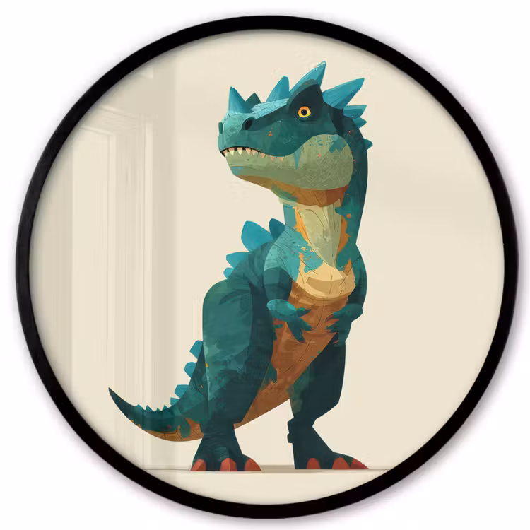 Stekels - Dino - Blauw - Gespierd Fotolijst rond zonder passe partout klein -3d