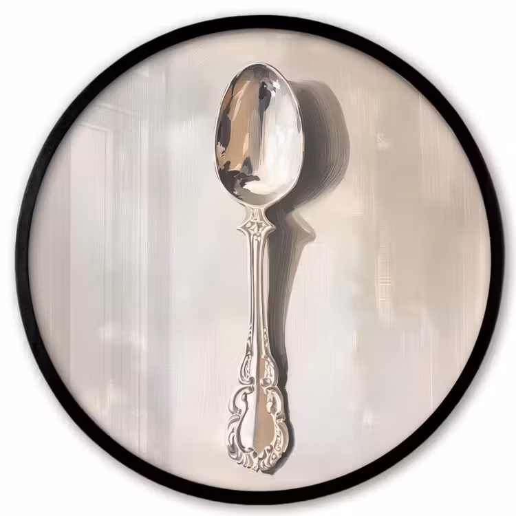 Lepel - Verf - Zilver Fotolijst rond zonder passe partout klein -3d