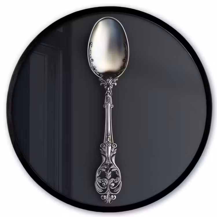 Lepel - Zilver - Metaal Fotolijst rond zonder passe partout klein -3d