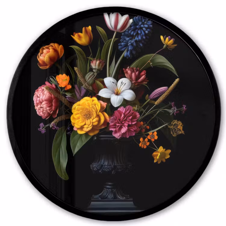 Lente - Bloemen - Klassiek - Vaas Fotolijst rond zonder passe partout klein -3d