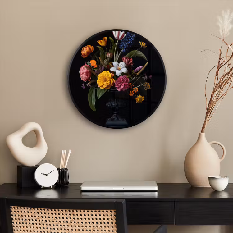 Lente - Bloemen - Klassiek - Vaas Fotolijst rond zonder passe partout klein -sfeer1