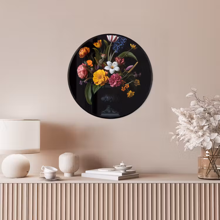 Lente - Bloemen - Klassiek - Vaas Fotolijst rond zonder passe partout klein -sfeer3