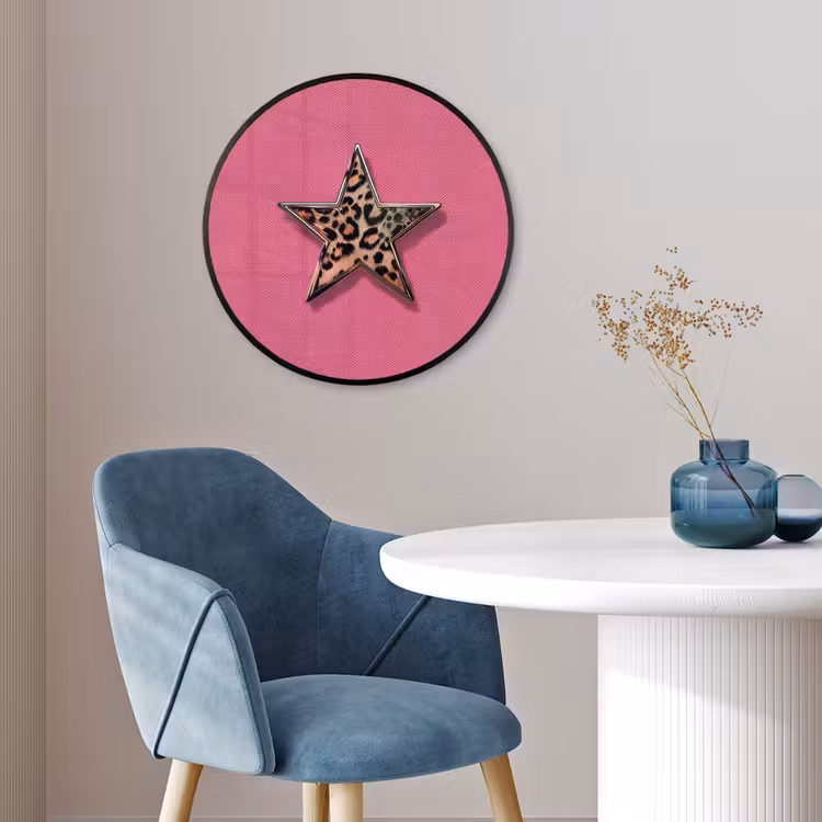 Ster - Luipaard - Print - Roze Fotolijst rond zonder passe partout klein -sfeer2