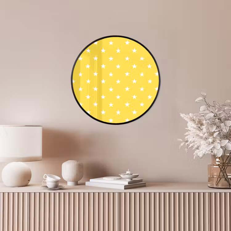 Sterren - Patroon - Minimalistisch - Geel Fotolijst rond zonder passe partout klein 856 -sfeer3