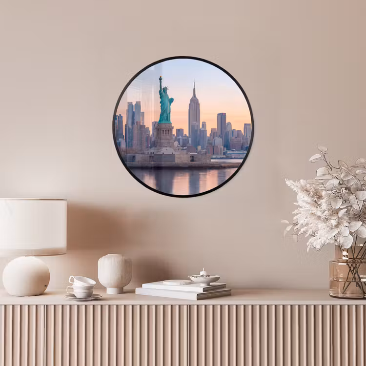 Vrijheidsbeeld - New York - Zonsopgang - Stad - Architectuur Fotolijst rond zonder passe partout klein -sfeer3