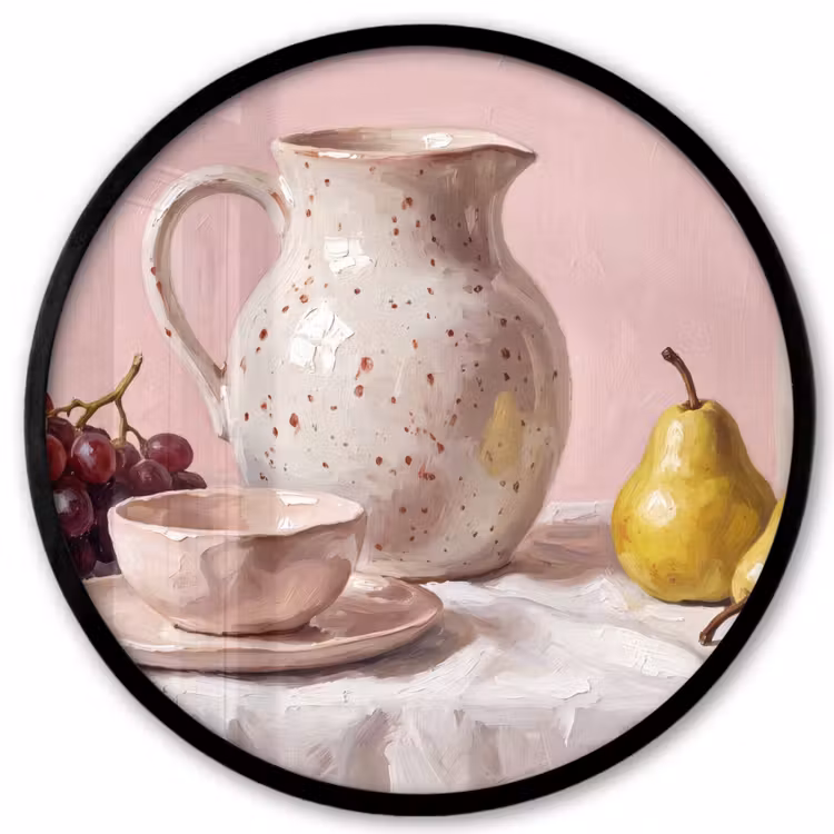 Photo Frame Round - Still Life - Fruit - Pink - Stilleven - Fruit - Roze Fotolijst rond zonder passe partout klein