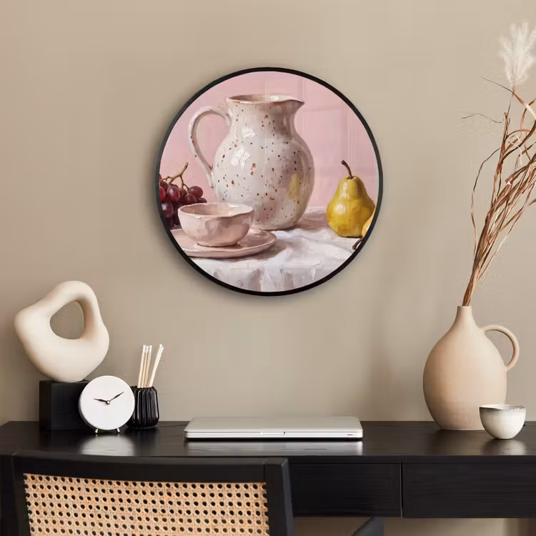 Photo Frame Round - Still Life - Fruit - Pink - Stilleven - Fruit - Roze Fotolijst rond zonder passe partout klein