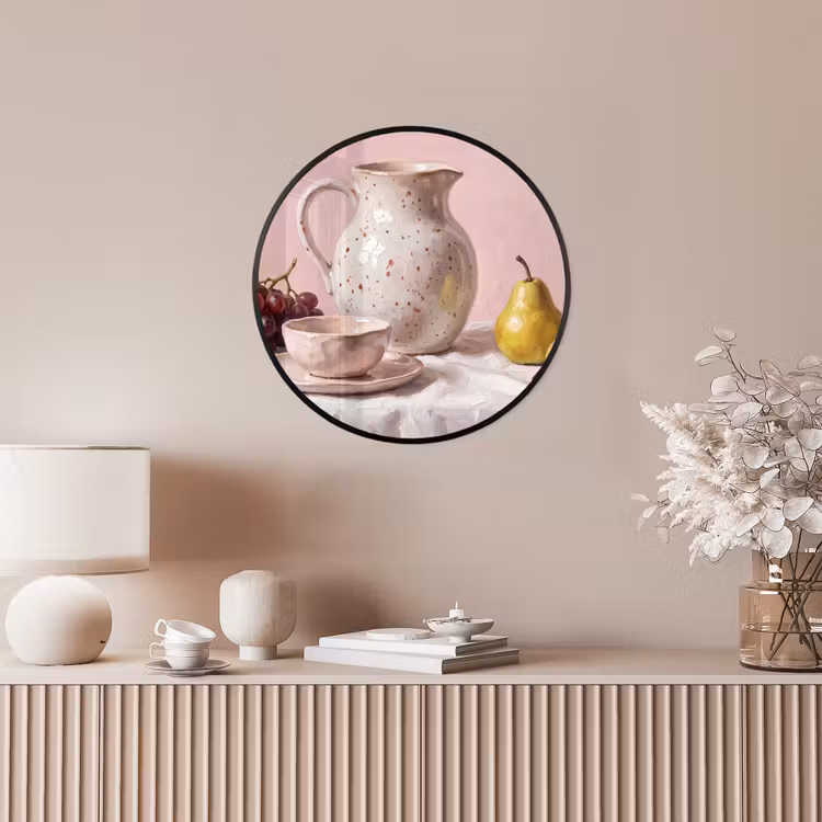 Photo Frame Round - Still Life - Fruit - Pink - Stilleven - Fruit - Roze Fotolijst rond zonder passe partout klein