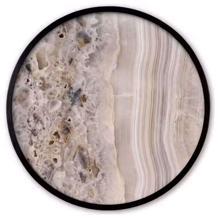 Steen - Textuur - Abstract - Beige - Wit Fotolijst rond zonder passe partout klein -3d