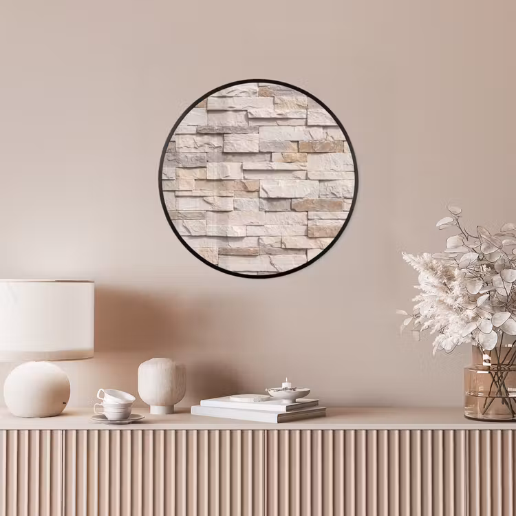 Steen - Muur - Textuur - Rustiek - Beige Fotolijst rond zonder passe partout klein -sfeer3