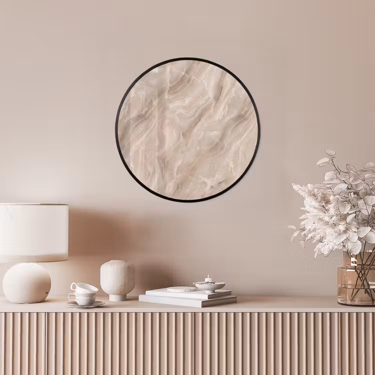 Steen - Golvend - Abstract - Beige Fotolijst rond zonder passe partout klein -sfeer3