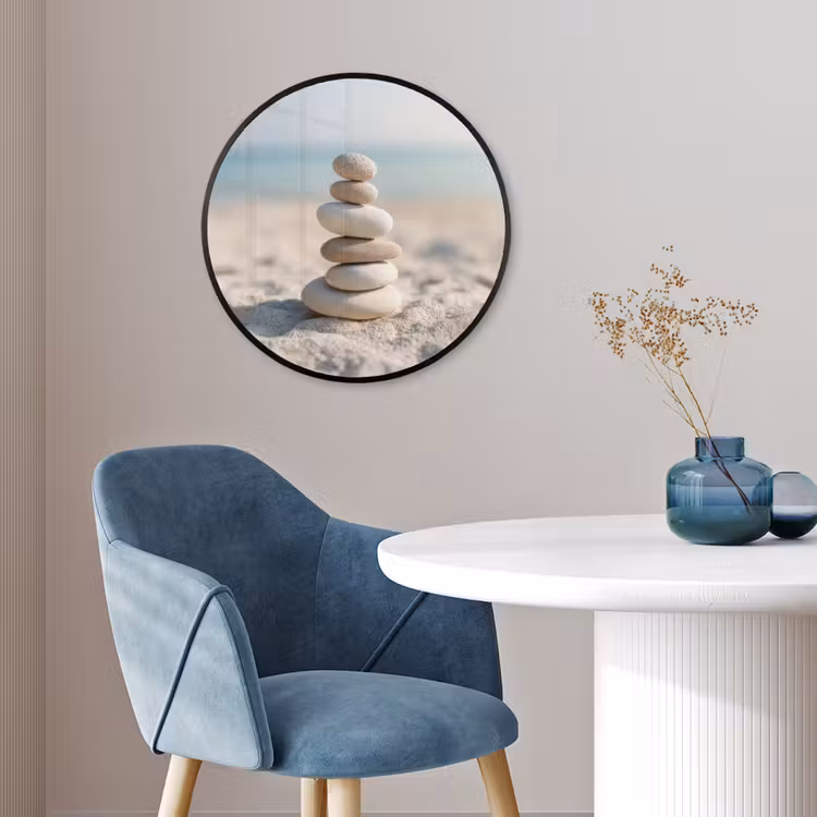 Stenen - Stapel - Zand - Zee Fotolijst rond zonder passe partout klein -sfeer2