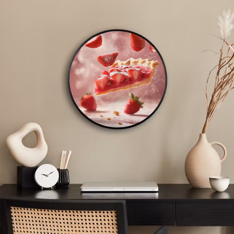 Aardbei - Taart- Eten - Roze Fotolijst rond zonder passe partout klein -sfeer1