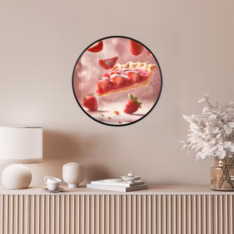 Aardbei - Taart- Eten - Roze Fotolijst rond zonder passe partout klein -sfeer3