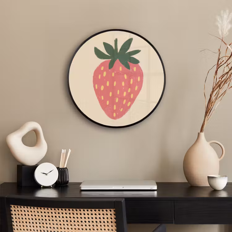 Aardbei - Minimalistisch - Rood - Fruit Fotolijst rond zonder passe partout klein -sfeer1