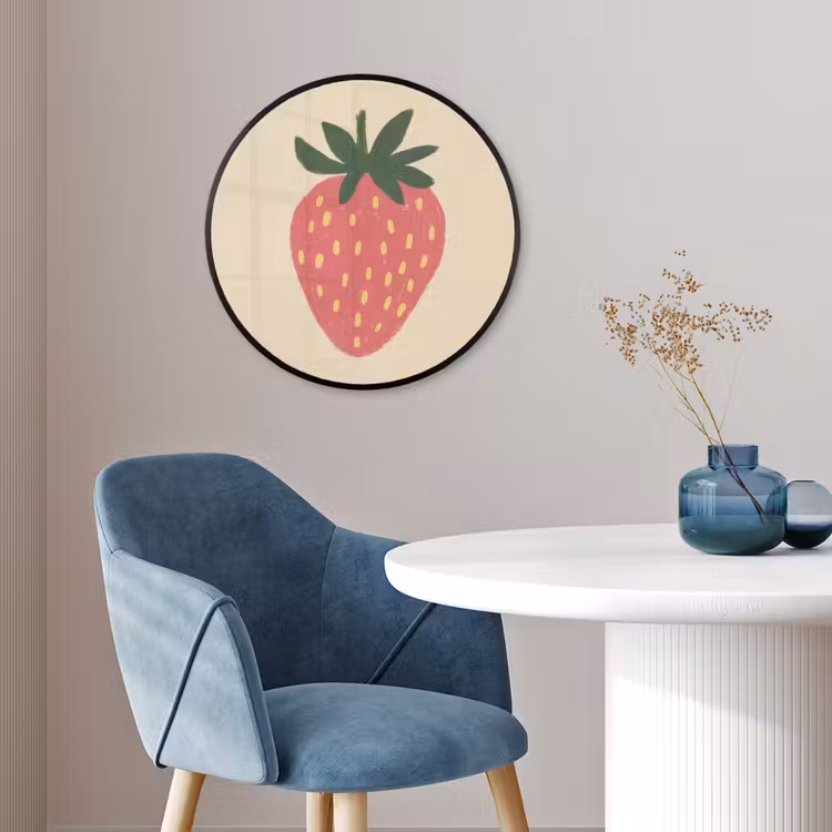 Aardbei - Minimalistisch - Rood - Fruit Fotolijst rond zonder passe partout klein -sfeer2