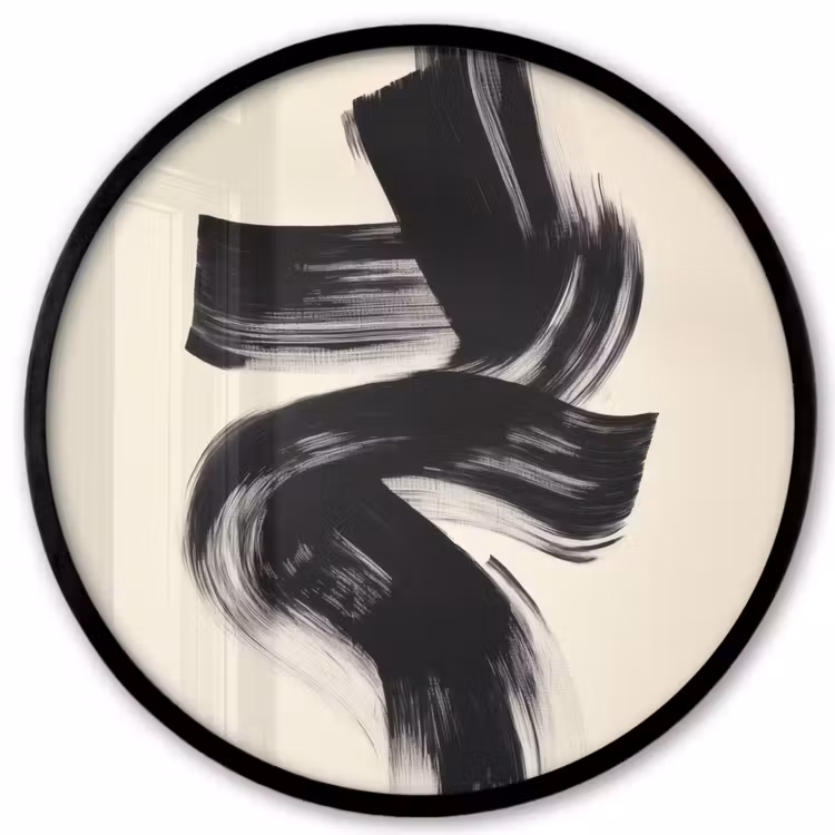 Strepen - Zwart - Abstract Fotolijst rond zonder passe partout klein -3d