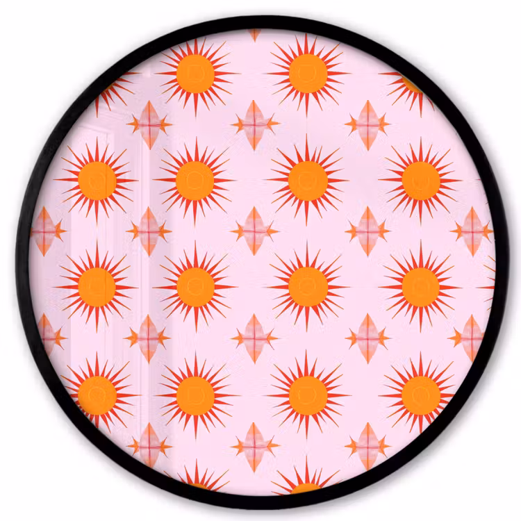 Zon - Patroon - Roze Fotolijst rond zonder passe partout klein 856 -3d
