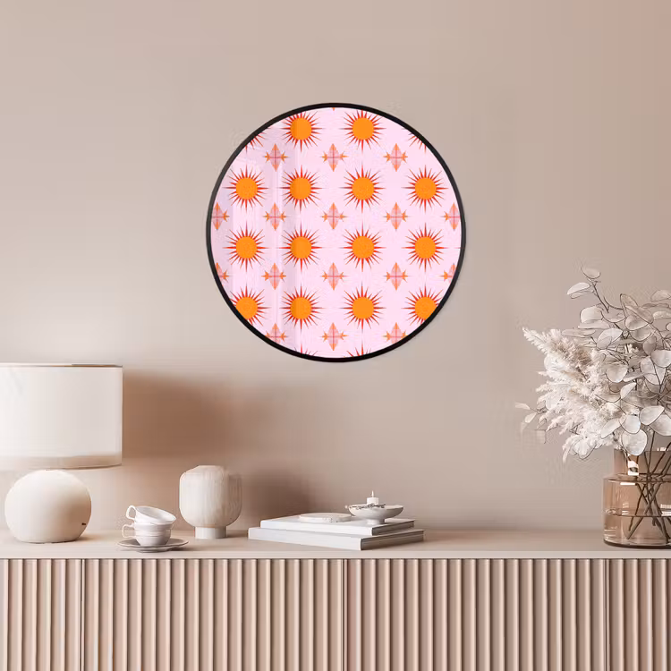Zon - Patroon - Roze Fotolijst rond zonder passe partout klein 856 -sfeer3