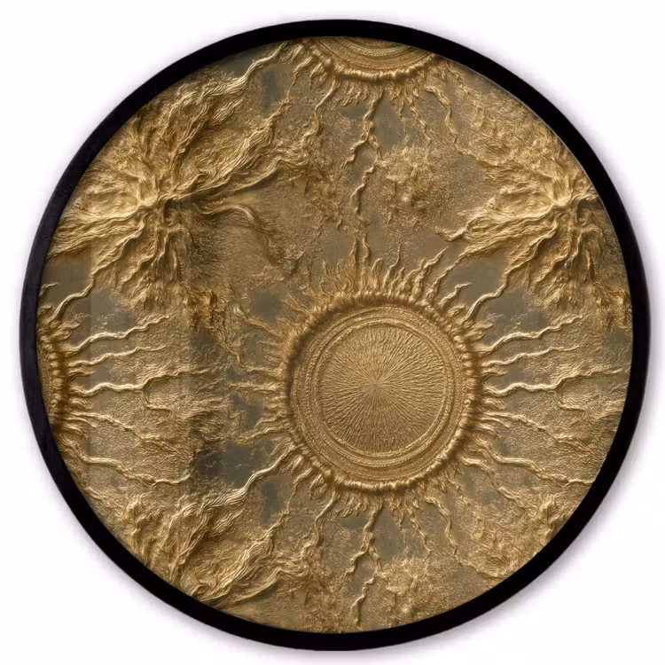 Zon - Reliëf - Antiek - Goud Fotolijst rond zonder passe partout klein 856 -3d
