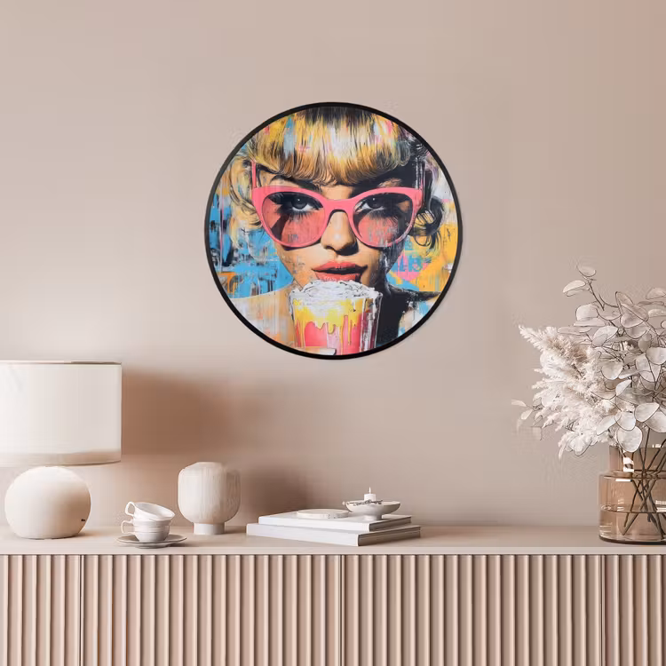 Zonnebril - Vrouw - Kleurrijk - Verfspetters Fotolijst rond zonder passe partout klein -sfeer3